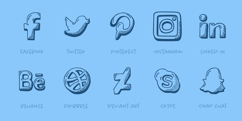 Hand Drawn Social Media Icons