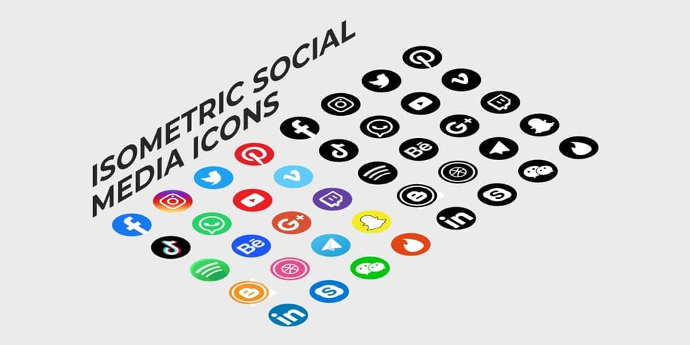 Isometric Style Social Media Icons