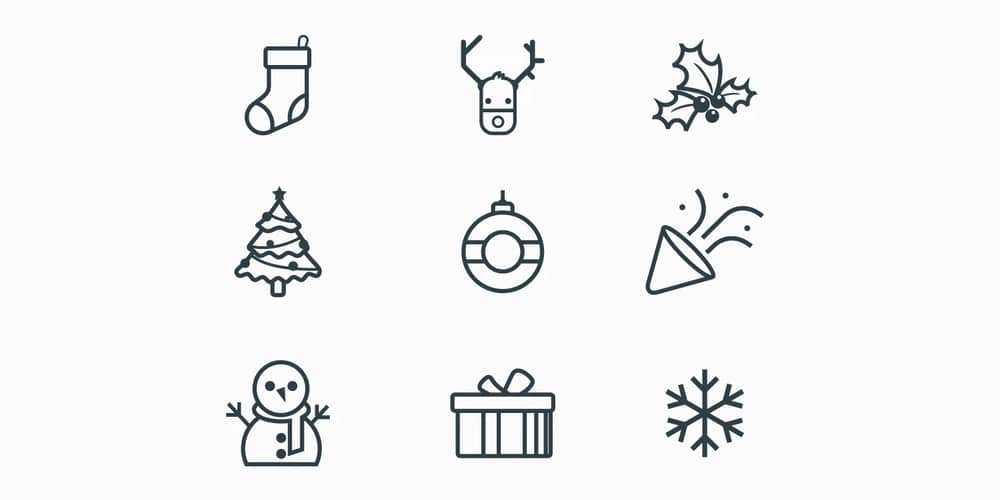 New Year Line Icons