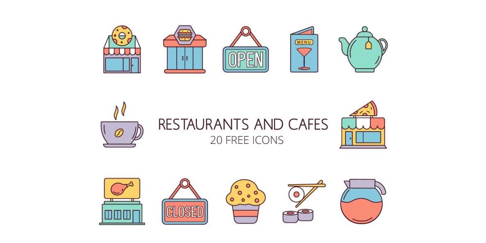 Restaurants and Cafes Vector Icons