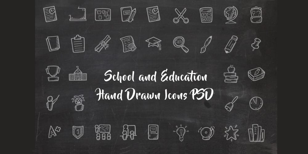 School and Education Hand Drawn Icons PSD