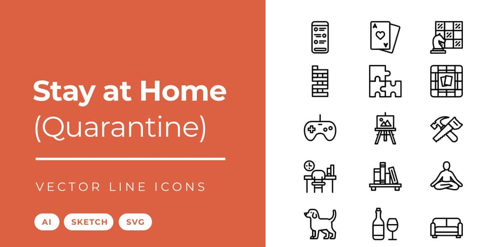 Stay at Home Quarantine Icons