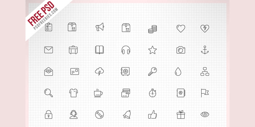 Thin Line Icons PSD