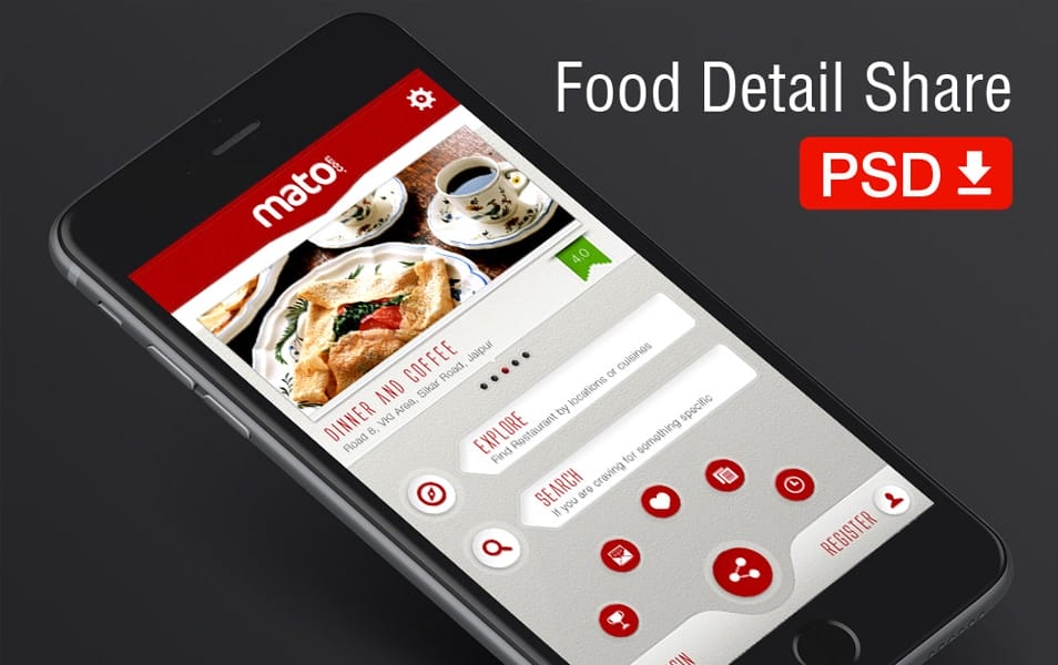 Food App Detail Mobile UI for iPhone 6