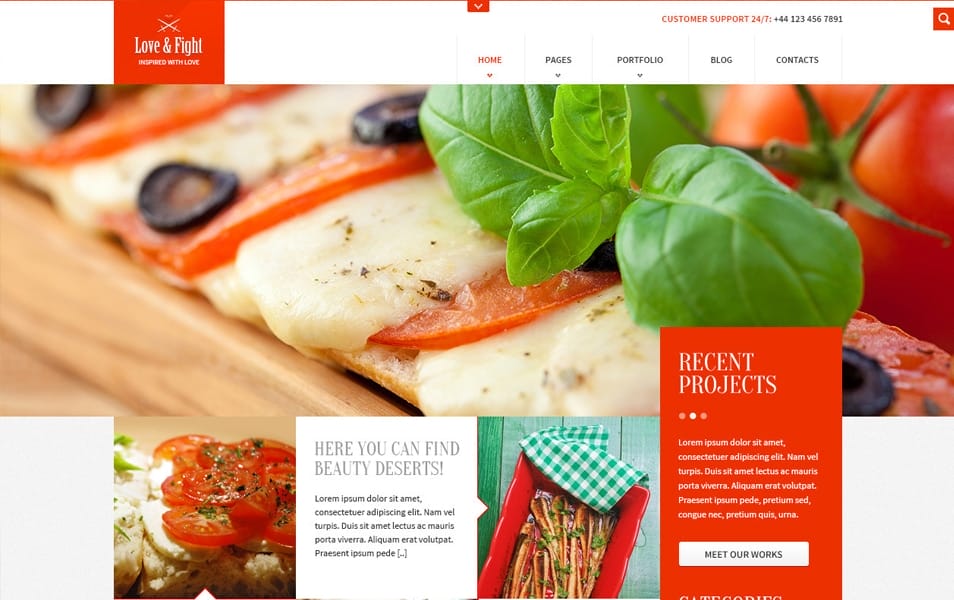 Food Blog Website Template Free PSD
