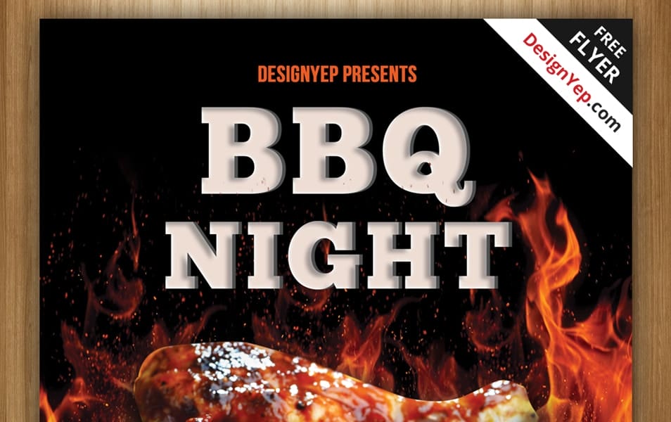 Free Barbeque Night Flyer PSD Template