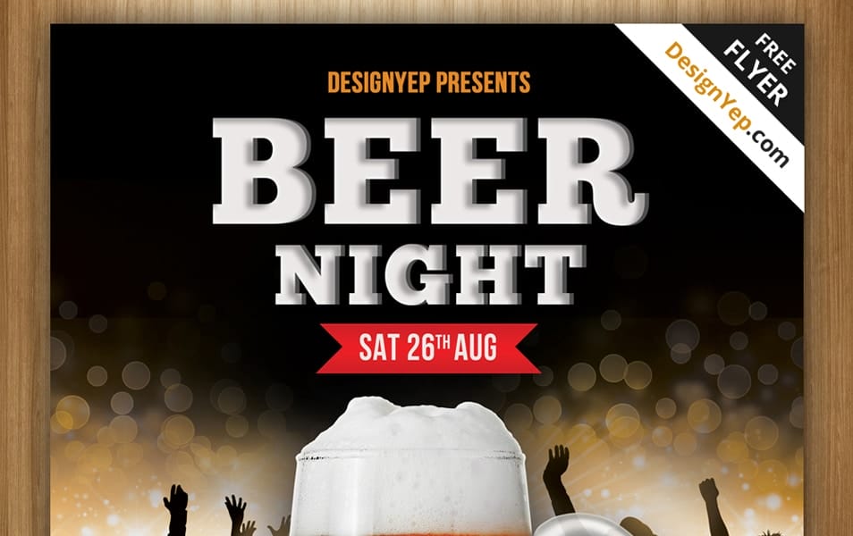 Free Beer Night Flyer PSD Template