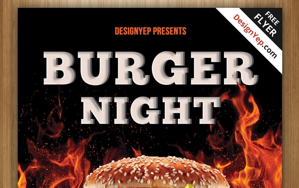 Free Burger Night Flyer PSD Template