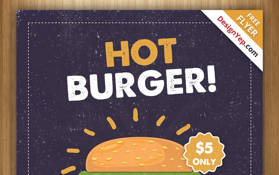 Free Retro Burger Flyer PSD Template