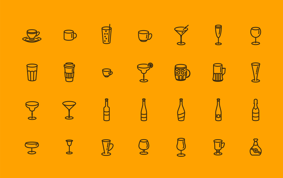 Glasses Bottles & Cups Icons