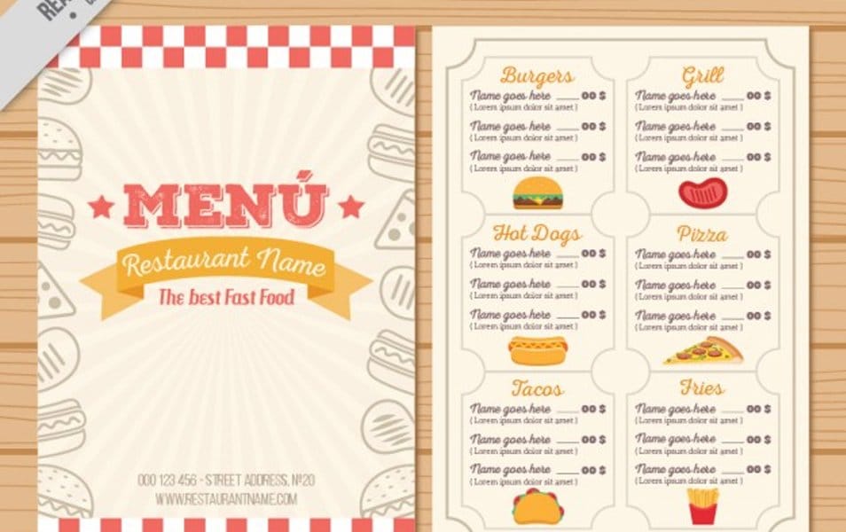Hand drawn vintage menu template