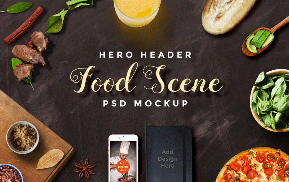 Hero Header Scene Mockup PSD Templates