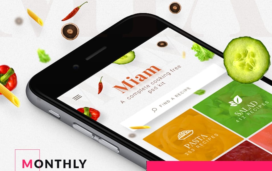 Miam free IOS UI Kit for your cooking apps