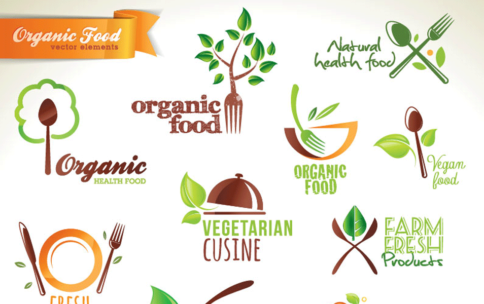 Organic Food Icons Vector