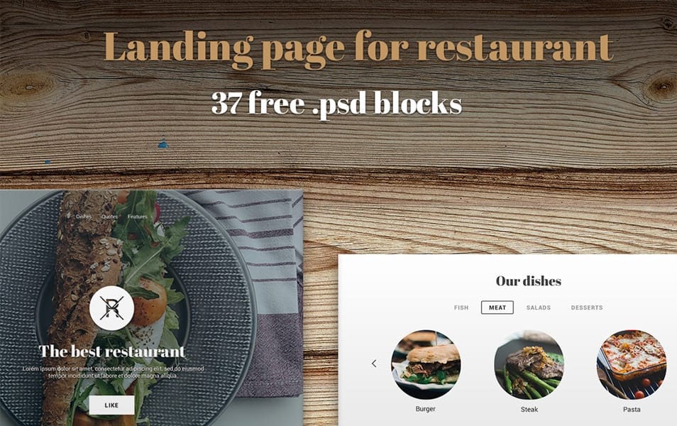 Restaurant Landing Page UI Kit PSD