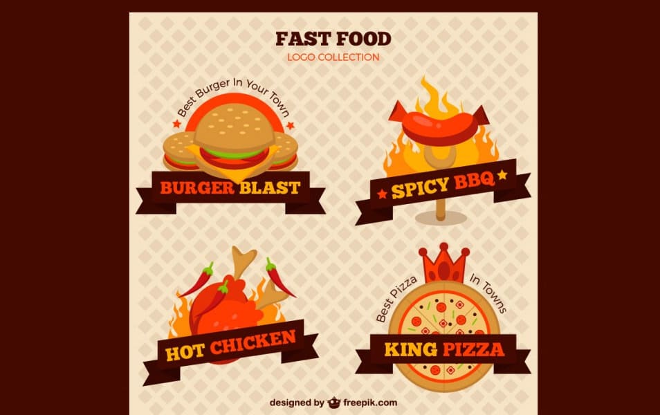 Variety of fast food logotypes