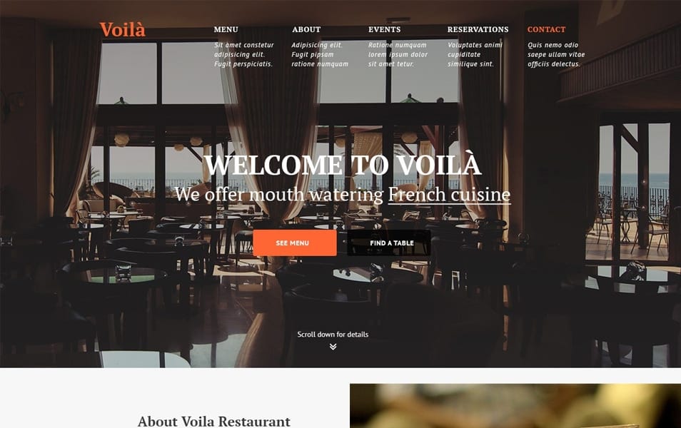 Voila – Restaurant PSD template