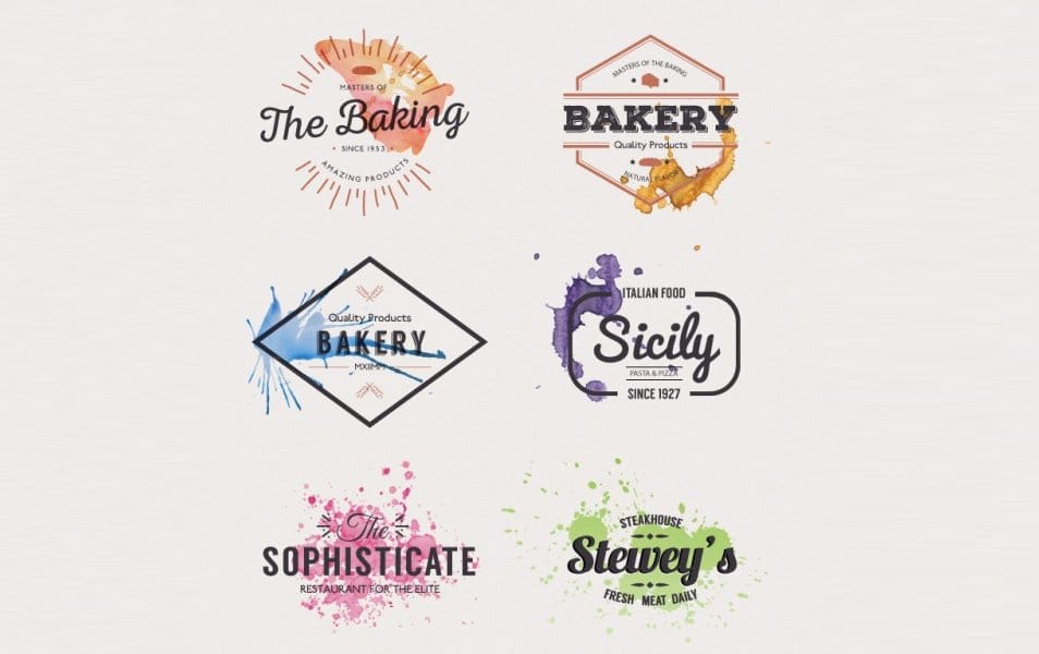 Watercolor restaurant badges