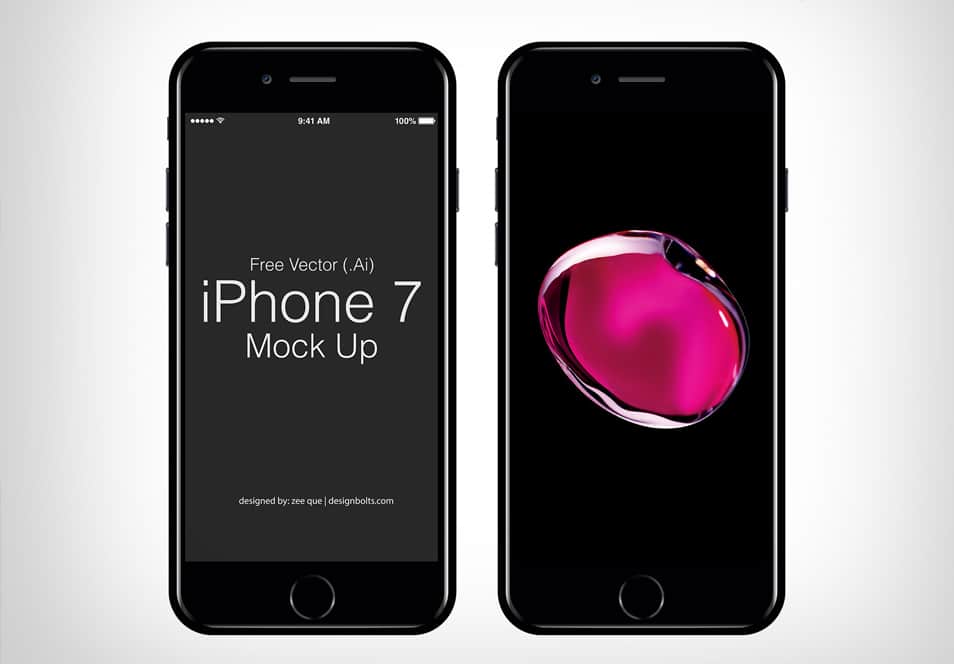 Free Vector Apple iPhone 7 Jet Black Mock-up In Ai & EPS Format