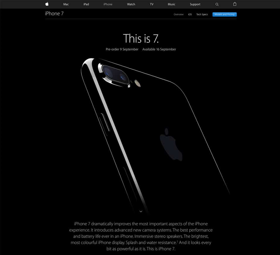 iPhone 7 Landing Page Freebie