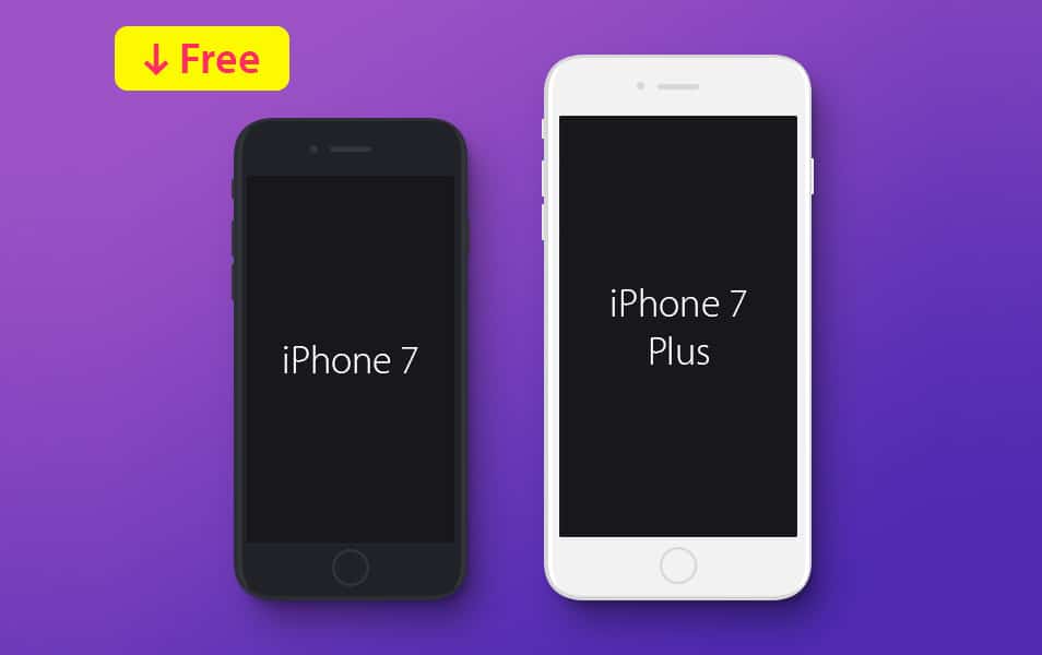 iPhone 7 & iPhone 7 Plus Flat Mockup Free