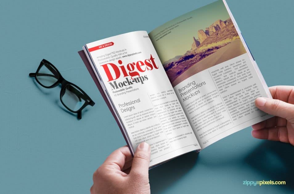 Free Digest size Magazine PSD Mockup