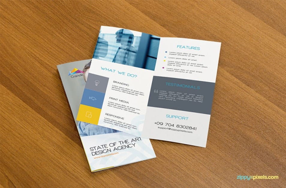 Free Professional PSD Mockup of Two Bifold Flyers
