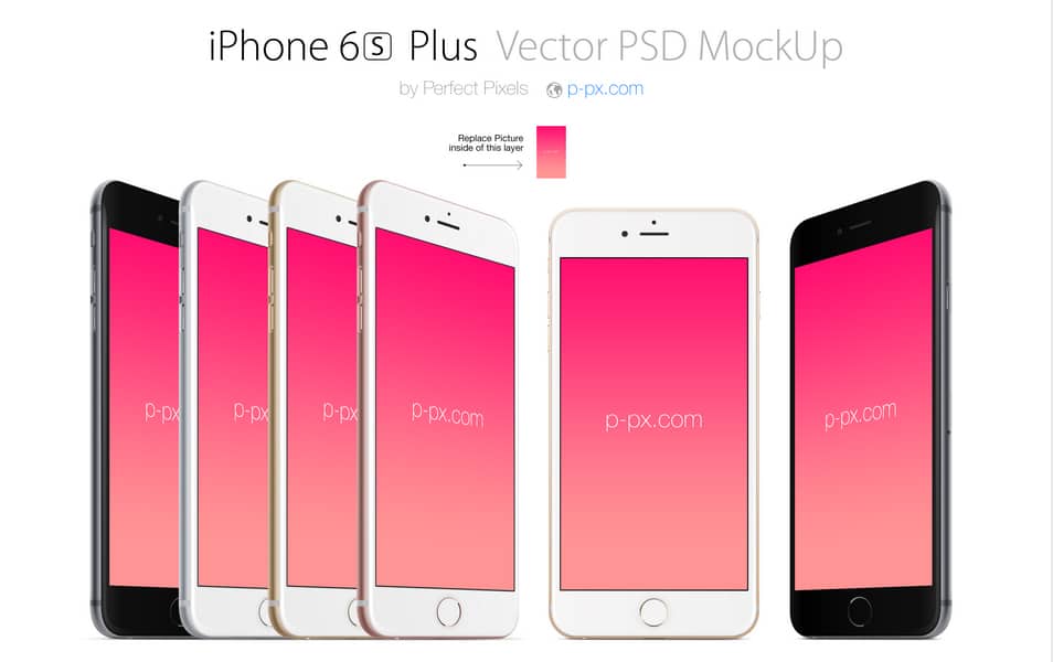 iPhone 6S Plus front and angled PSD