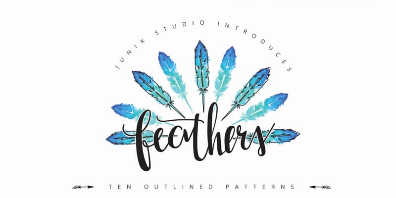 Free Watercolor Feather Elements and Patterns