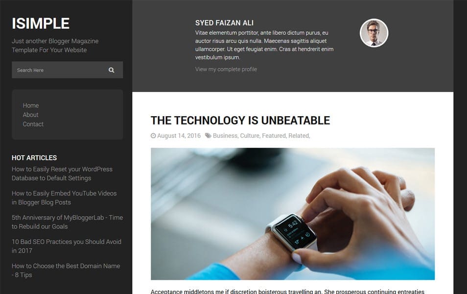 iSimple Classic Responsive Blogger Template