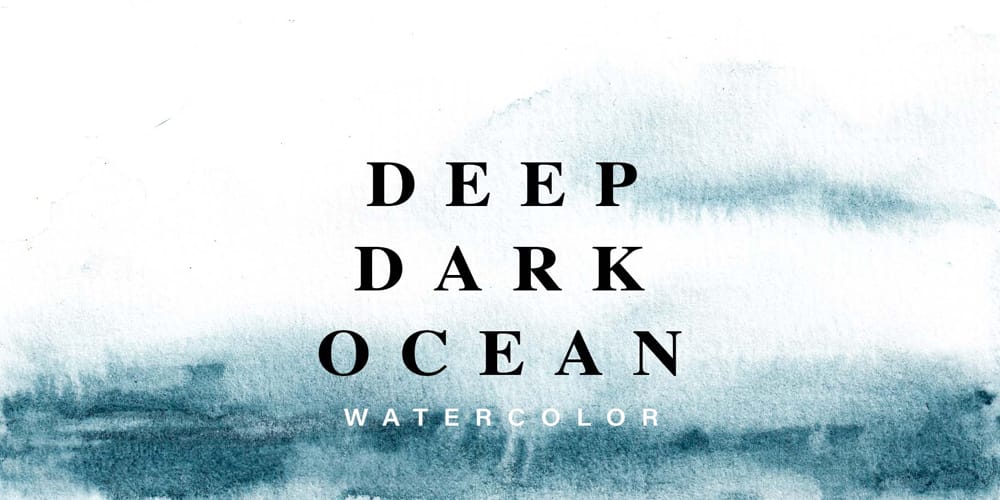 Deep Dark Ocean Abstract Watercolor
