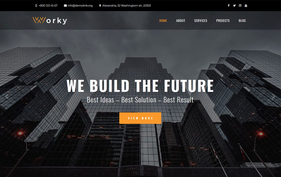 Worky - Architectural Bureau Multipurpose Modern Elementor WordPress Theme
