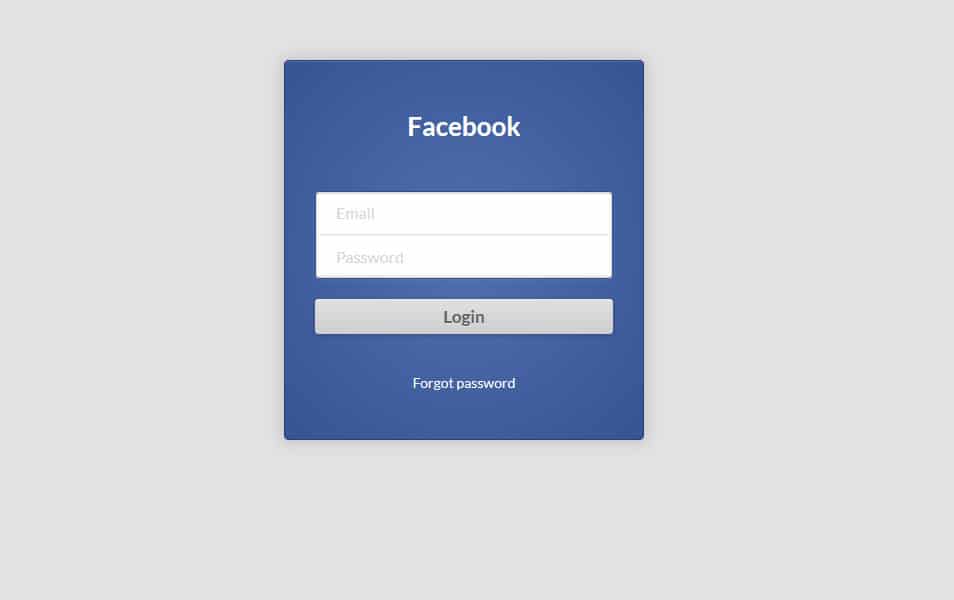 Facebook Login page Design, HTML, CSS