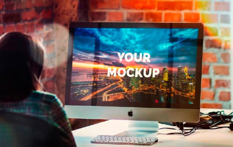 Free iMac 27 Inch Office Mockup