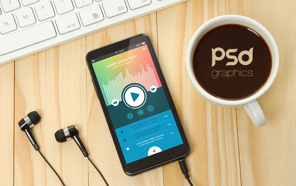 Music App Smartphone Mockup PSD