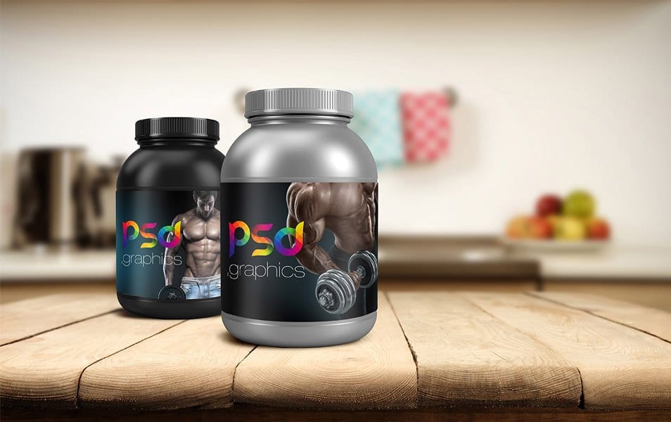 Protein Jar Packaging Mockup Free PSD Graphics