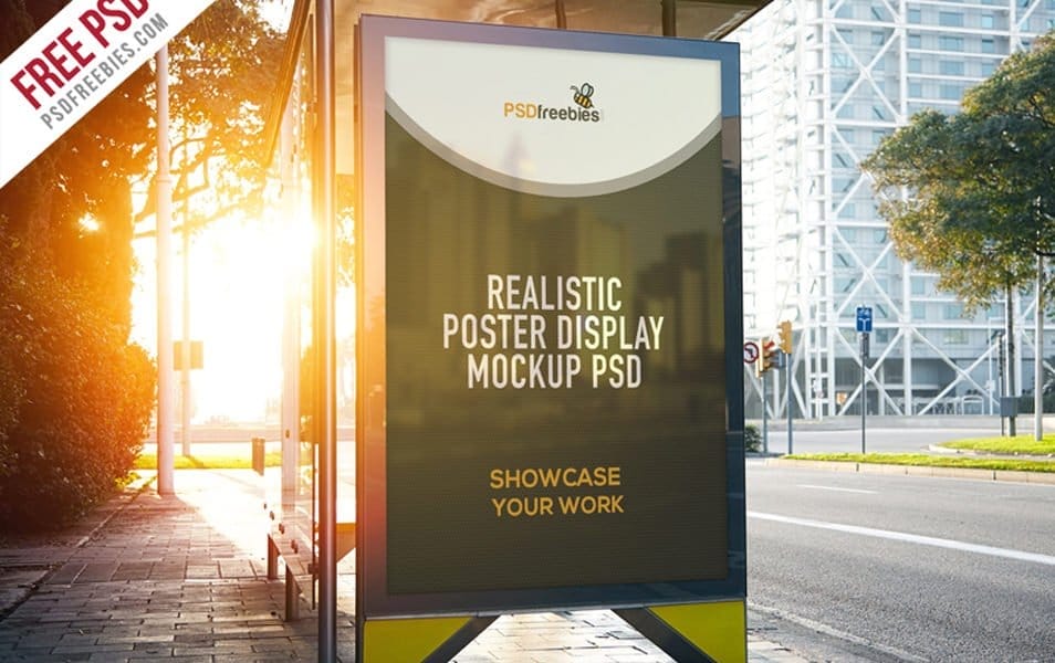 Realistic Poster Display Mockup Free PSD