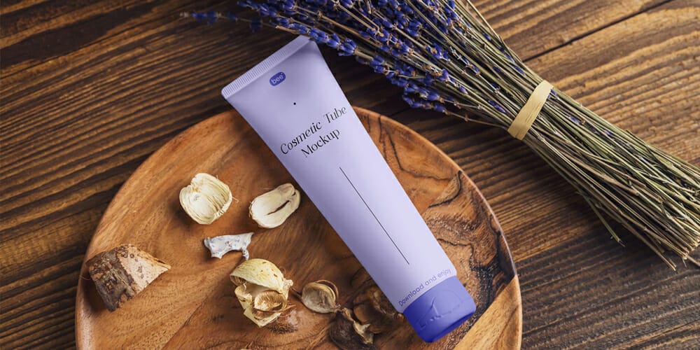 Cosmetic Tube with Lavender Mockup