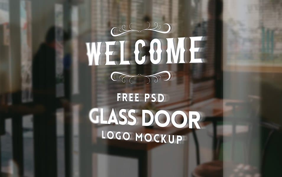 Glass Door Logo Mockup PSD