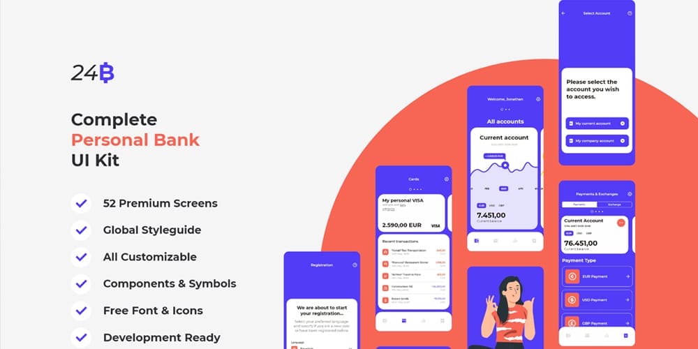24B Complete Personal Bank UI Kit