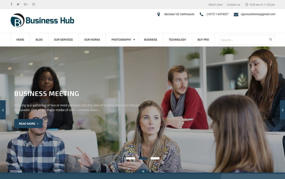 Business Hub Responsive WordPress Theme