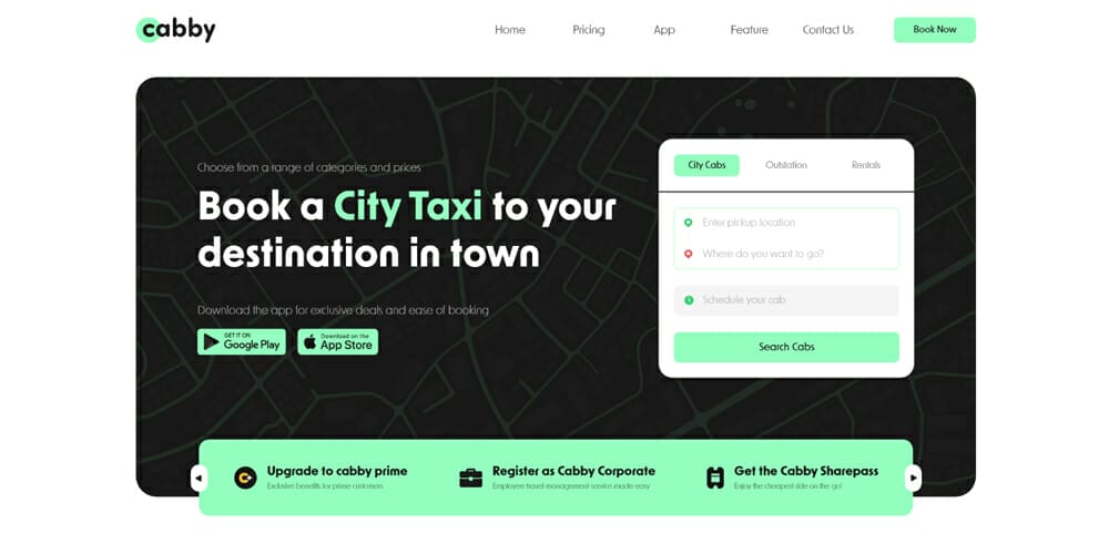 Cab/Taxi Agency UI Landing Page