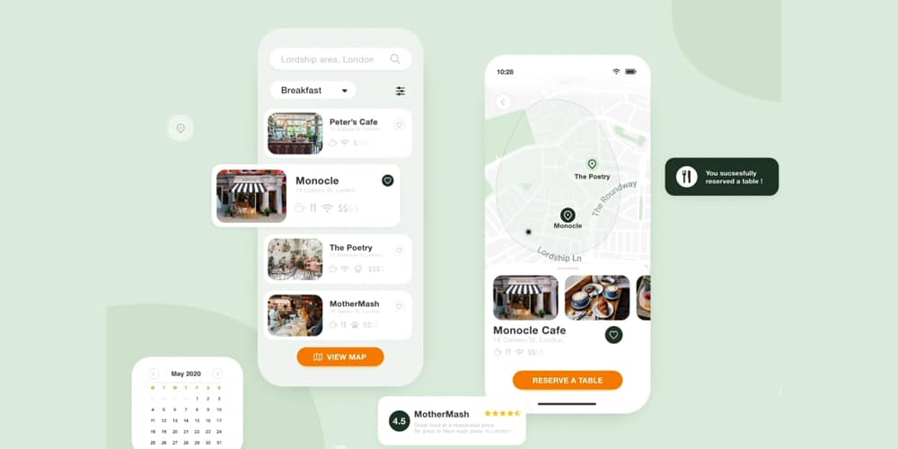 CafeFinder Mobile App UI Design