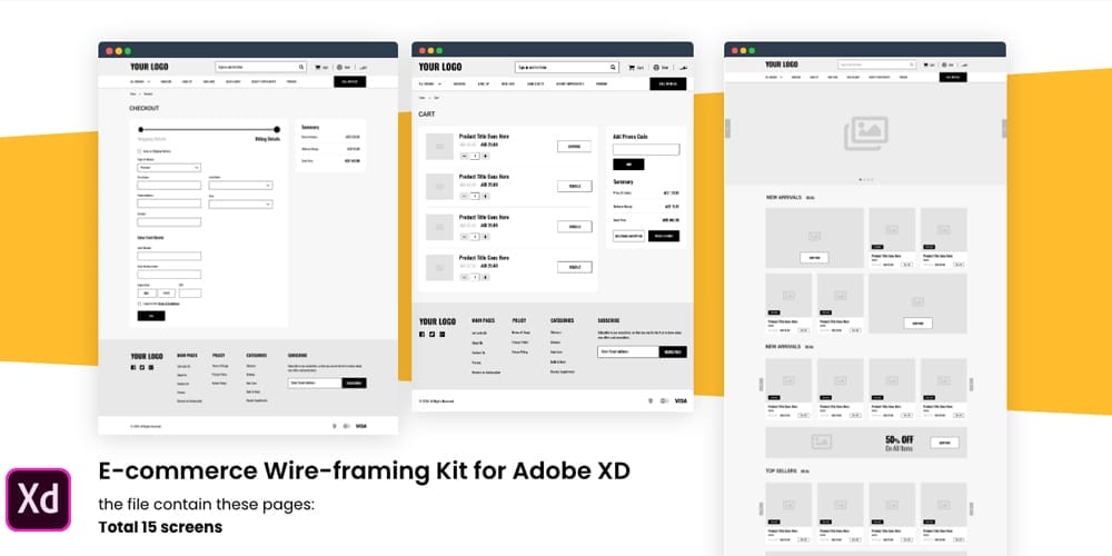 E-commerce Wireframing Kit for Adobe XD