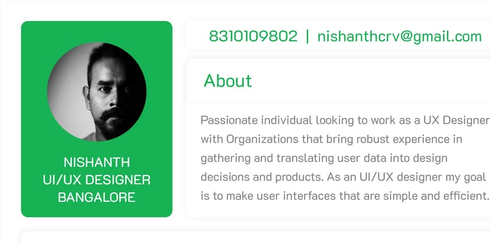 Free Resume Template XD