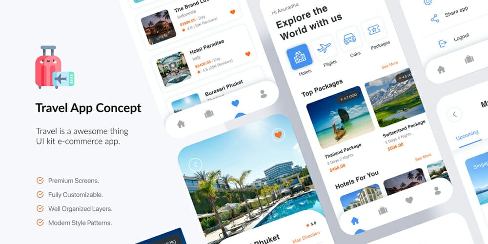Great Travel App UI Kit