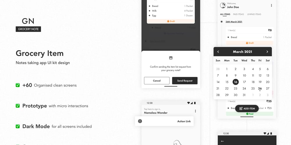 Grocery Note UI Kit