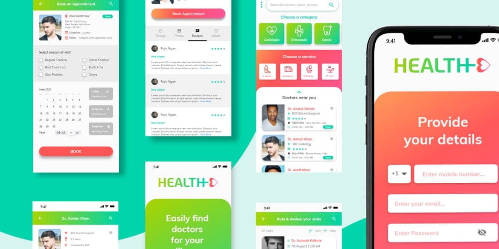 Health-E Doctors Appointment App UI Kit