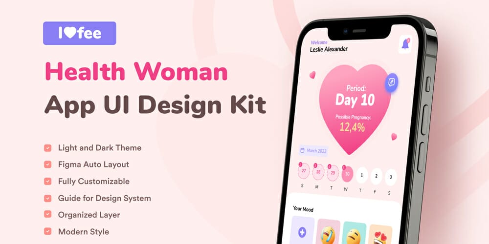 Lofee Woman Health UI Mobile Kit