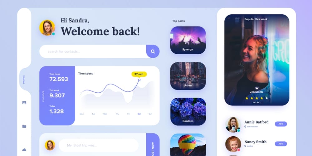 Profile Dashboard for Adobe XD